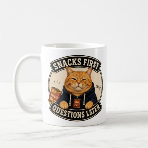 Orange Cat Mug | Snacks First Questions Later