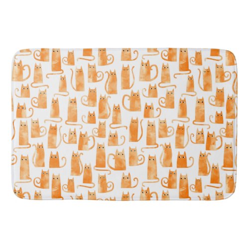 Orange Cat Pattern Bath Mat