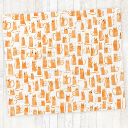 Orange Cat Pattern Fleece Blanket