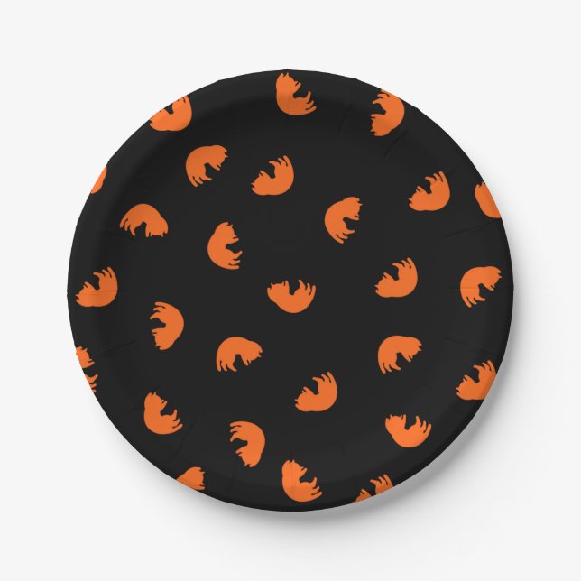 Orange Cat Pattern Paper Plates (Front)