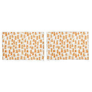 Orange Cat Pattern Pillow Case