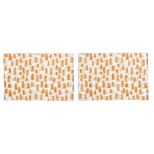 Orange Cat Pattern Pillow Case