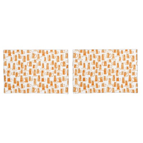 Orange Cat Pattern Pillow Case