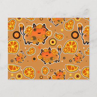 Orange Cat Pattern Postcard