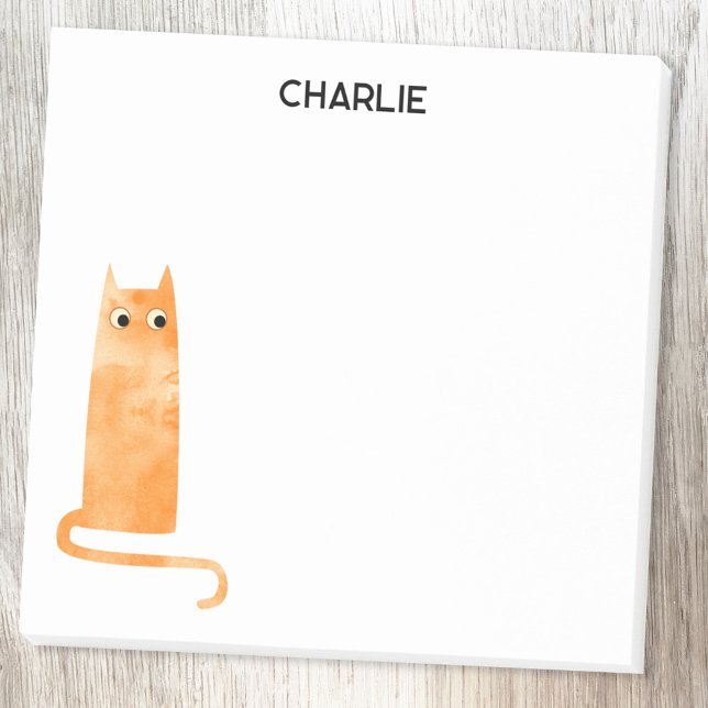 Orange Cat Personalized Post-it Notes (Orange Ginger Cat personalized custom name Post-it sticky notes)