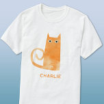 Orange Cat Personalized T-Shirt<br><div class="desc">Cute and mildly alarmed little watercolor orange ginger cat,  perfect for animal lovers. Original art by Nic Squirrell. Change the name or remove it if you prefer to customize.</div>