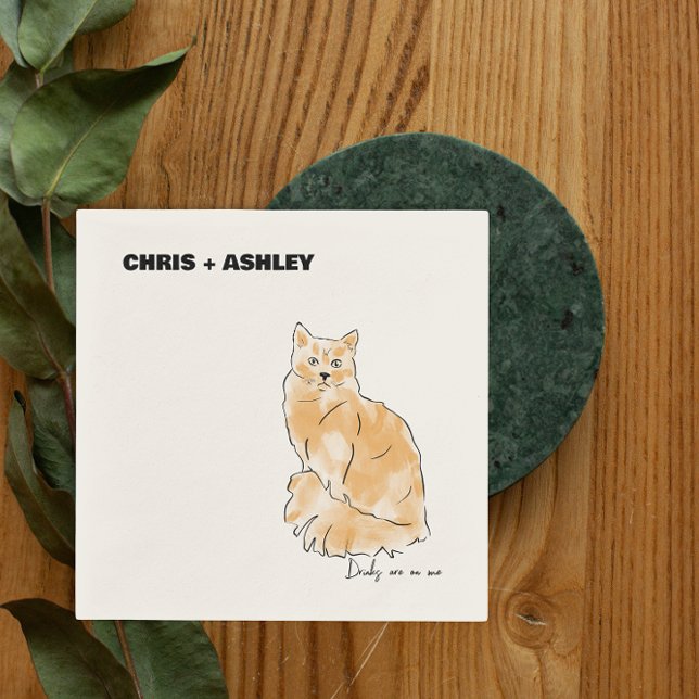 orange cat Pet kitten Cocktail Napkin for wedding (Creator Uploaded)