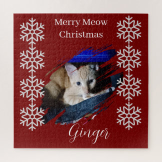 Orange Cat Photo Text Customize Jigsaw Puzzle