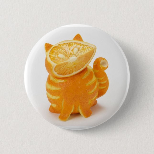 orange cat pinback button (Front)