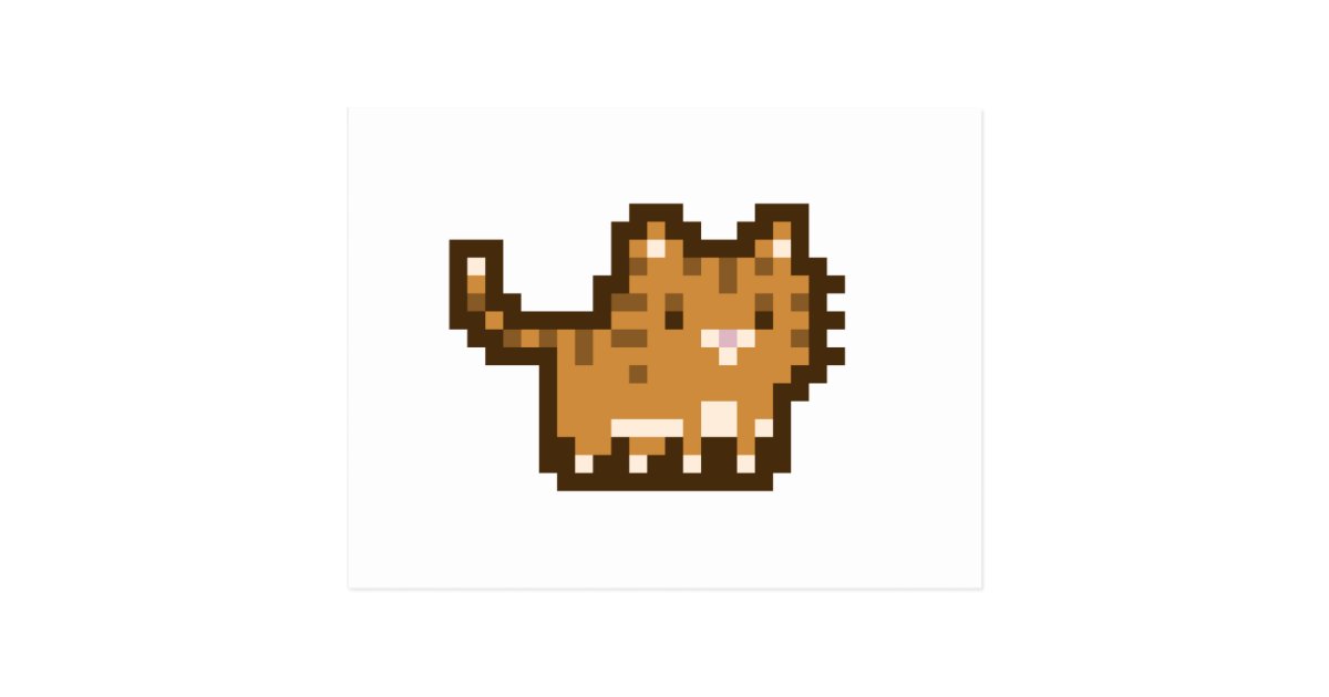 Orange Cat Pixel Art Postcard