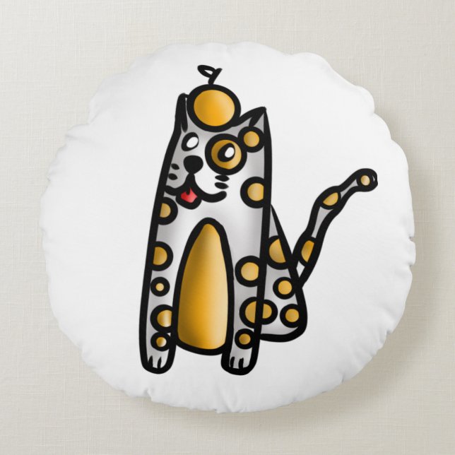 Orange Cat Round Pillow (Front)