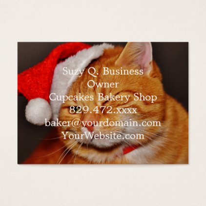 Orange cat - Santa claus cat - merry christmas Business Card