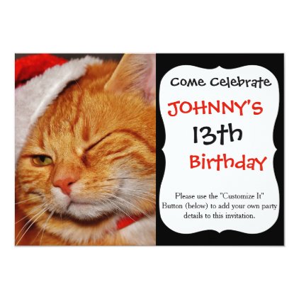 Orange cat - Santa claus cat - merry christmas Card