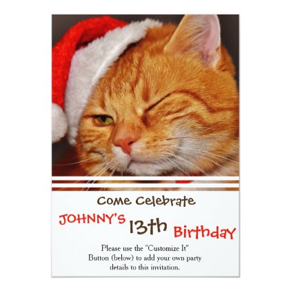 Orange cat - Santa claus cat - merry christmas Card