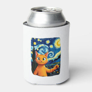 Orange Cat Selfie  Starry Night Cat Mom Cat Lovers Can Cooler
