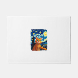 Orange Cat Selfie Starry Night Cat Mom Cat Lovers Doormat
