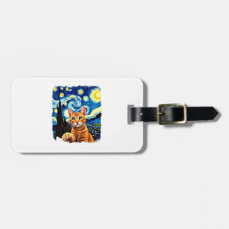 Orange Cat Selfie  Starry Night Cat Mom Cat Lovers Luggage Tag