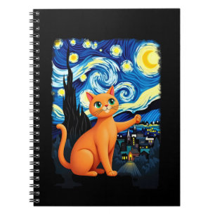Orange Cat Selfie Starry Night Cat Mom Cat Lovers Notebook