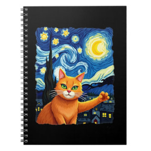 Orange Cat Selfie Starry Night Cat Mom Cat Lovers Notebook