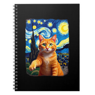 Orange Cat Selfie Starry Night Cat Mom Cat Lovers Notebook