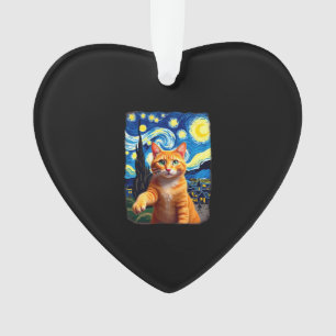Orange Cat Selfie Starry Night Cat Mom Cat Lovers Ornament
