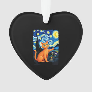 Orange Cat Selfie Starry Night Cat Mom Cat Lovers Ornament