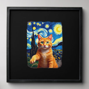 Orange Cat Selfie  Starry Night Cat Mom Cat Lovers Peel And Stick Photo Tile