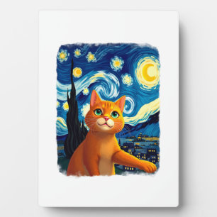 Orange Cat Selfie  Starry Night Cat Mom Cat Lovers Plaque