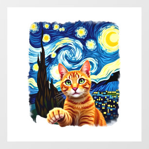 Orange Cat Selfie  Starry Night Cat Mom Cat Lovers Wall Decal