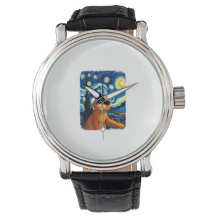 Orange Cat Selfie Starry Night Cat Mom Cat Lovers Watch
