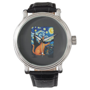 Orange Cat Selfie Starry Night Cat Mom Cat Lovers Watch
