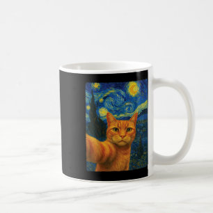 Orange Cat Selfie Van Goghs Starry Night Cat Mom C Coffee Mug
