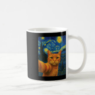 Orange Cat Selfie Van Goghs Starry Night Cat Mom C Coffee Mug