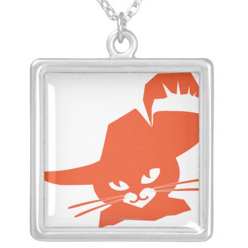 Orange Cat Silver Plated Necklace