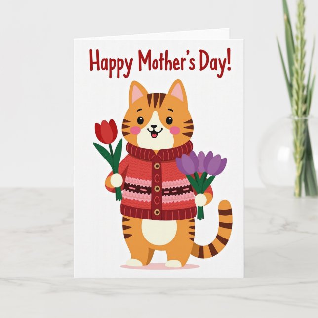 Orange Cat Sweet Mothers Day Card (Front)