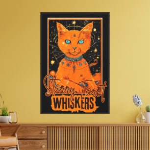 Orange Cat Tarot Magic   Cosmic Art Print