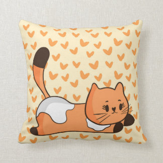Orange cat throw pillow