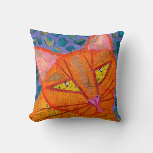 Orange Cat Throw Pillow (Front)