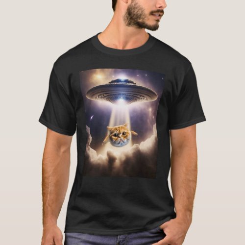 Orange Cat UFO Space Alien  Cute Kitten Beam Up T_Shirt