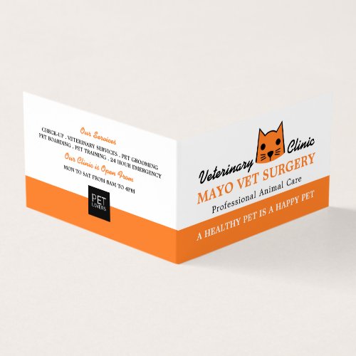 Orange Cat Veterinarian Veterinary Detailed Business Card