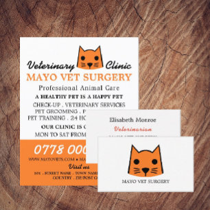 Orange Cat, Veterinarian, Veterinary Service Business Card