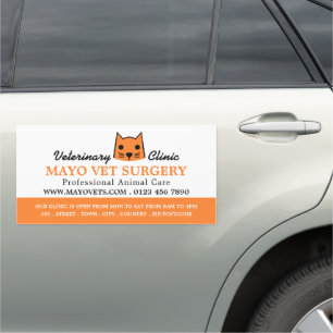Orange Cat, Veterinarian, Veterinary Service Car Magnet