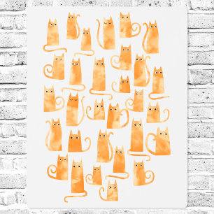 Orange Cat Watercolor Metal Print