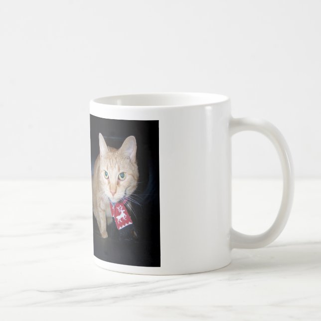 Orange Cat Wearing Scarf Holiday Mug (Right)
