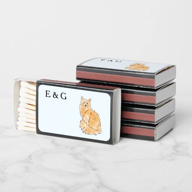 orange cat  Wedding Favors Matchbox Matchboxes (Stacked)