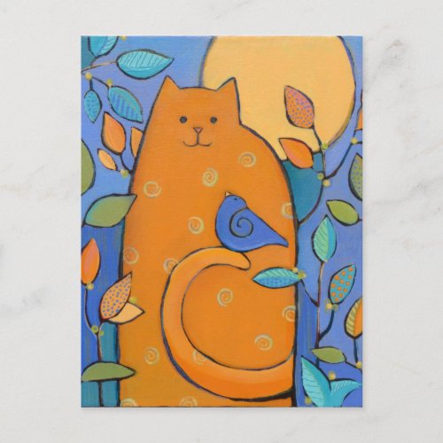 Orange Cat with Bird by Sue Davis Postcard