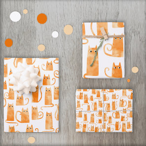 Orange Cat Wrapping Paper Sheets
