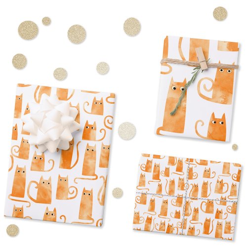 Orange Cat Wrapping Paper Sheets