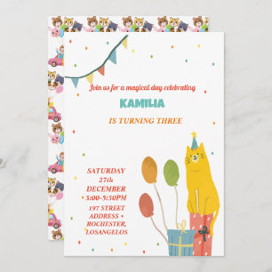 orange cats Birthday Invitation
