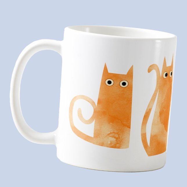 Orange Cats Coffee Mug (Fun watercolor orange ginger cat coffee mug)